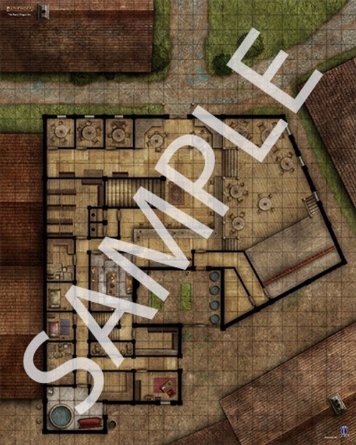 Pathfinder Flip-Mat: The Rusty Dragon Inn sample map of the interior of the Rusty Dragon Inn's ground floor