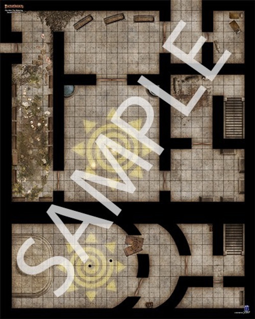 Pathfinder Flip-Mat: The Slithering PDF sample map of an abandoned building known as the Archive of the Sun