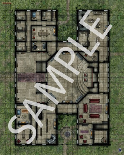 Pathfinder Flip-Mat: Malevolence sample of the ground floor of a haunted mansion