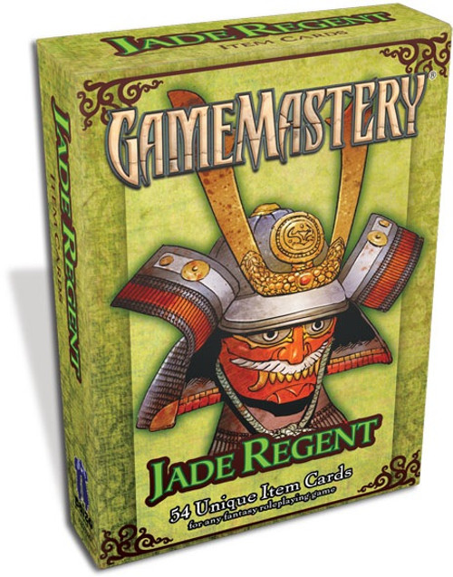 GameMastery Item Cards: Jade Regent product image has a cover image of a colorful samurai helmet with a faceplate decorated with a demonic visage.