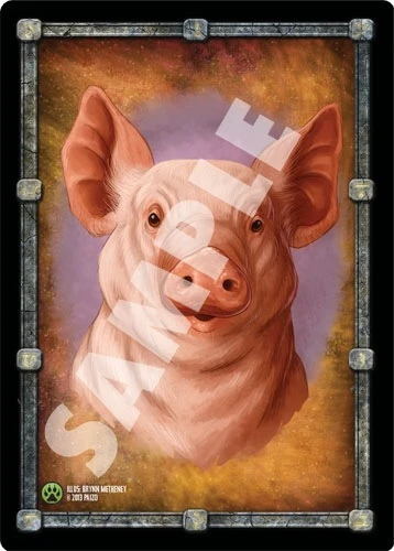 Pathfinder Cards: Animal Allies Face Cards sample card shows a pink pig facing us head-on.