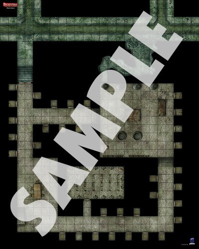 Pathfinder Flip-Mat Classics: Watch Station PDF sample image shows a map of an underground watch station with lots of nooks to hide in and access to the city sewers.