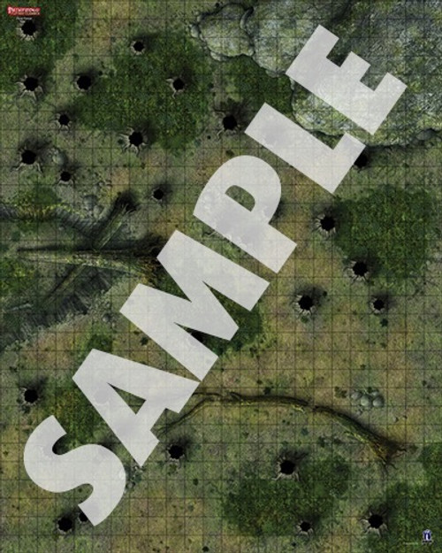 Pathfinder Flip-Mat Classics: Deep Forest PDF sample image shows a map of region of tall trees and a few fallen logs amid patches of undergrowth.
