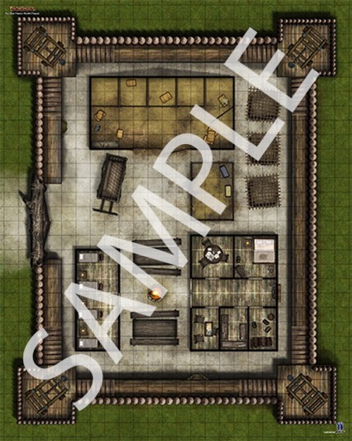 Pathfinder Flip-Mat Classics: Bandit Outpost PDF sample map of the first floor of a bandit outpost with prison cells and living quarters