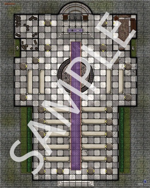 Pathfinder Flip-Mat Classics: Cathedral PDF sample map of a brightly lit cathedral with fine furnishings