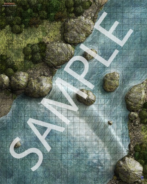 Pathfinder Flip-Mat Classics: Falls & Rapids sample map of a river flowing over misty falls into a basin