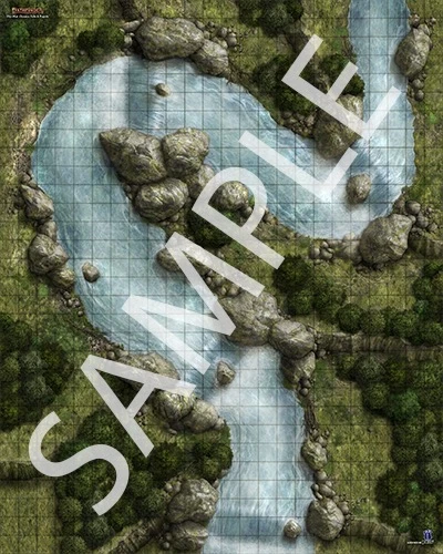 Pathfinder Flip-Mat Classics: Falls & Rapids PDF sample map of a rocky river bend 