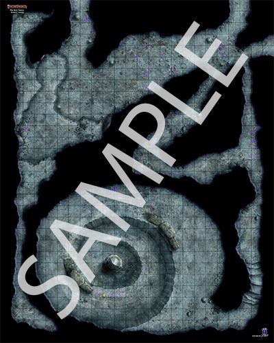 Pathfinder Flip-Mat Classics: Twisted Caverns sample map of a large, spiralling cave connected to narrow tunnels