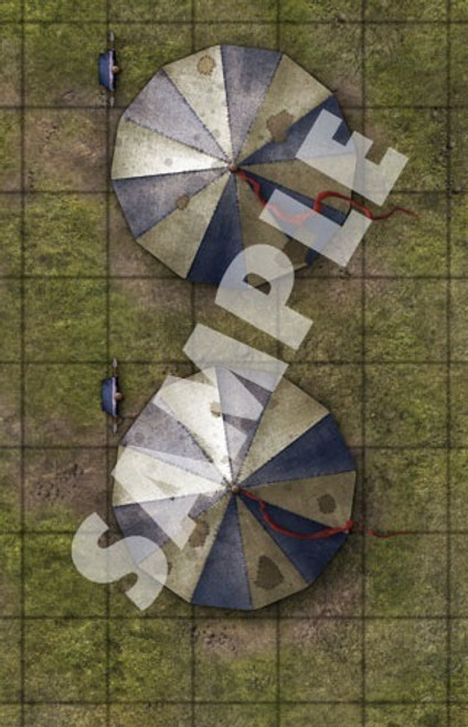 Pathfinder Map Pack: Army Camp PDF sample tile of two large, round tents