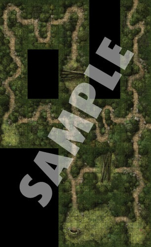 Pathfinder Map Pack: Forest Trails PDF sample image shows the tiles connected 
