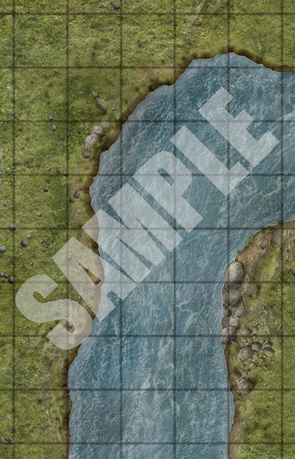 Pathfinder Map Pack: River System PDF sample, depicting a straight portion of river that bends to the right
