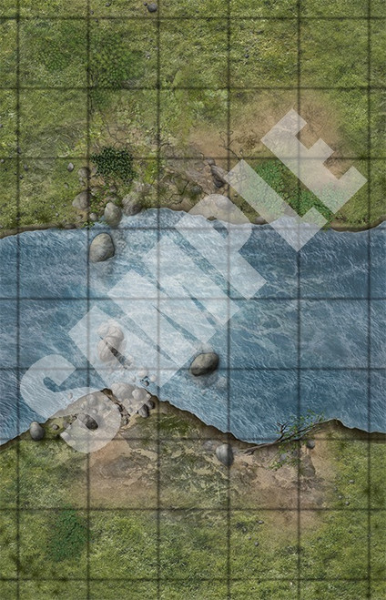 Pathfinder Map Pack: River System PDF sample, depicting a small chunk of river crossed by some scattered stones