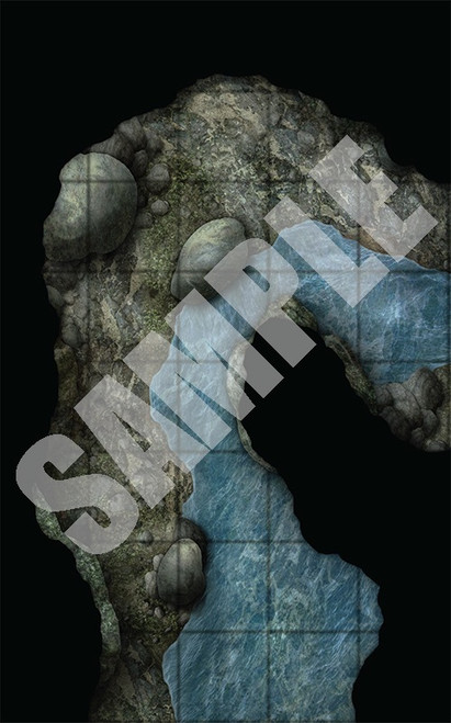 Pathfinder Map Pack: Sea Caves PDF - modular river map tiles with underground lake, river fork, and rocky narrows, from Pathfinder brand, 5"x8" tiles in PDF format, customizable configurations.