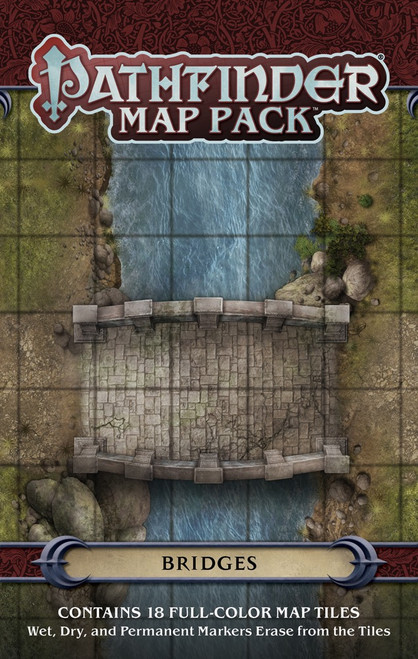 Pathfinder Map Pack: Bridges Contains 18 Full-Color Map Titles Wet, Dry, and Permanent Markers Erase from the Titles; cover depicts one of the tiles, a simple gray copplestone bridge spanning a river