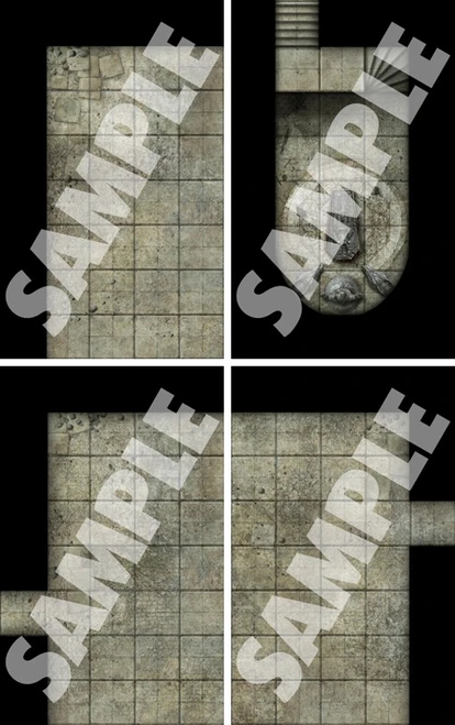 Pathfinder Map Pack: Secret Rooms, 18 beautifully illustrated 5"x8" map tiles, featuring dusty, stone, and mossy textures, from Pathfinder, ideal for treasure troves and burial sites in fantasy role-playing games.