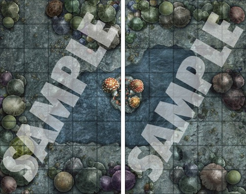 Product image displays two battle map tiles that create a fungal forest together.