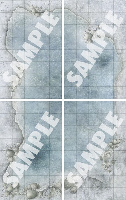 Product image displays four battle map tiles that come together to create an icy lake.
