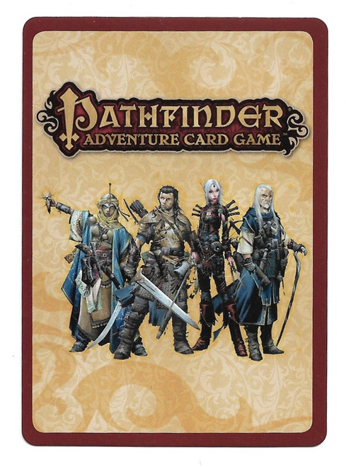 Card back of the Adventure Card Game featuring iconic heroes. 