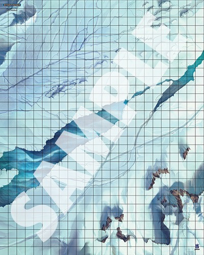 Starfinder Flip-Mat: Ice World PDF. Sample view of a map depicting a snow-covered landscape.