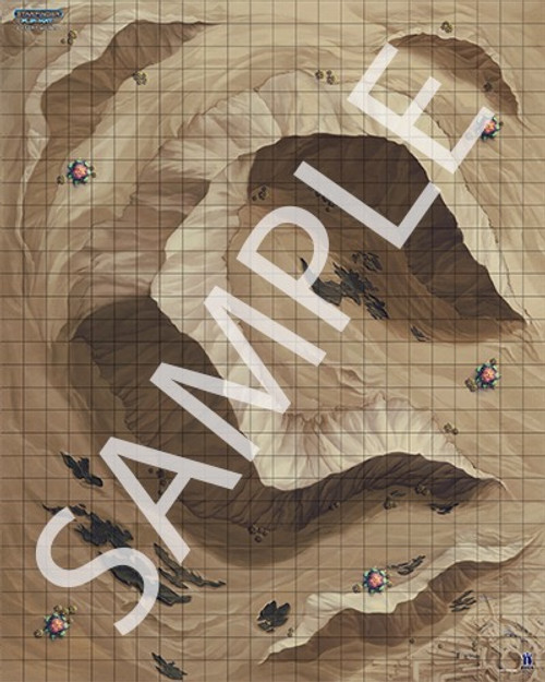 Starfinder Flip-Mat: Desert World PDF. Sample view of a map featuring a large sand dune.