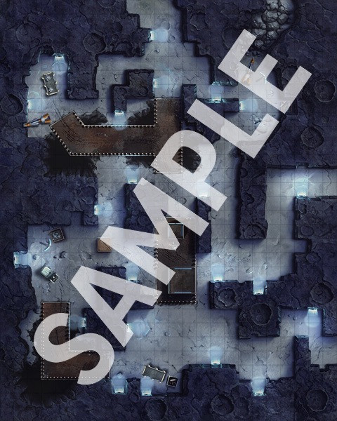 Starfinder Flip-Mat: Mining Operation PDF. Sample view of the map featuring the interior of the mine.