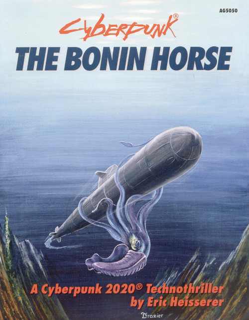 Cyberpunk 2020 The Bonin Horse PDF, a 10 page document, featuring a futuristic underwater scene with submarine and octopus, in full color, from Cyberpunk 20th Anniversary Edition, includes Eric Heisserer's technothriller story.