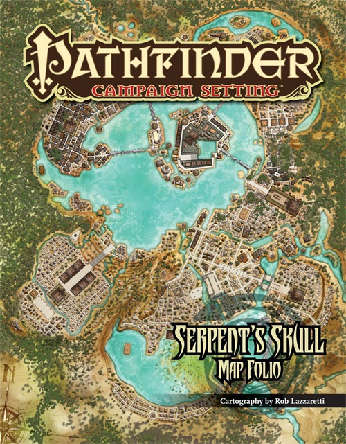 Pathfinder Campaign Setting Serpent's Skull Poster Map Folio PDF, 3 8-panel maps, pirate's graveyard, lost ruins, underground city, fantasy maps, table-top role-playing games, adventure path.