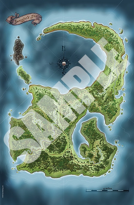 Pathfinder Campaign Setting Serpent's Skull Poster Map Folio, a PDF featuring 3 extensive maps, including jungle, ruins, and underground city maps, with blue and green illustrations, compass, and banner in a large 8-panel format, suitable for printing.