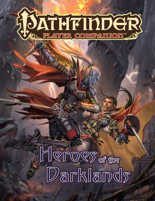 Pathfinder Player Companion: Heroes of the Darklands PDF, featuring a fantasy setting with heroes, warriors, and underground realms of Golarion, containing character options and resources in PDF format, a Pathfinder product.
