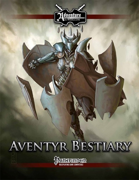Pathfinder Roleplaying Game companion, Aventyr Bestiary PDF, in colorful, full-page format, 1 file, 0 pages, Aventyr Brand, featuring beautifully illustrated monsters and templates for exciting gaming encounters and adventures.