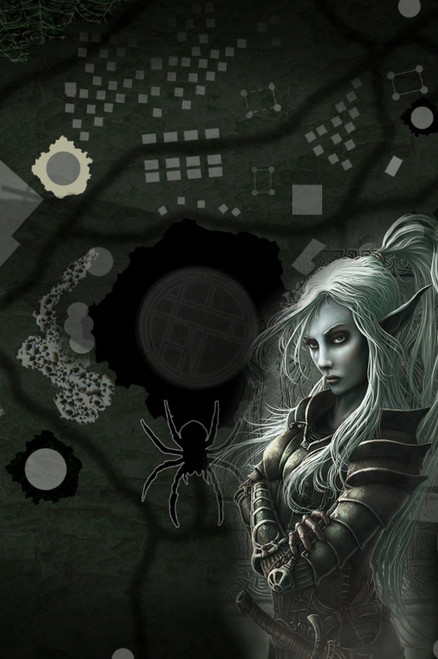 Rise of the Drow: VTT Maps, a high-resolution collection of 36 virtual tabletop maps, designed for dark fantasy settings, with grids, suitable for Roll20, d20Pro, Fantasy Grounds and other VTT programs, crafted by Todd Gamble.