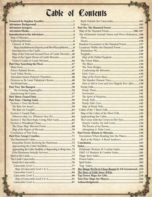 Snow White PDF Dungeons & Dragons adventure book cover featuring Snow White, Klavek Kingdom, 6th-8th level characters, compatible with D&D 3.5 and Pathfinder Roleplaying Game, with fantasy fairytale theme.