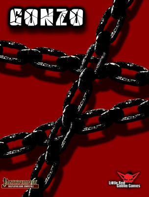 Pathfinder RPG Gonzo PDF, a Little Red Goblin Games publication, featuring a black chains design on a red background with white title and logos, available as a digital product.