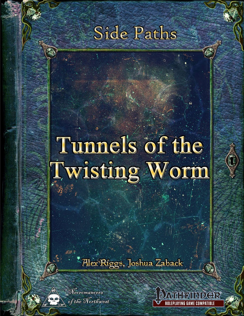 Pathfinder adventure PDF, Side Paths: Tunnels of the Twisting Worm, featuring dark blue and green digital cover with gold text, by Paizo Publishing for tabletop RPGs and fantasy gaming.