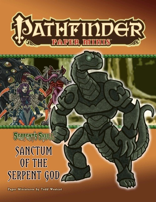 Pathfinder Paper Minis Serpent's Skull Sanctum of the Serpent God PDF, featuring key NPCs and monsters, including Avatar of Ydersius and Siege serpents, in a digital format.