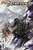 Pathfinder #1 Standard Cover by Lucio Parillo. The iconic heroes Valeros the fighter, Seoni the sorcerer, Ezren the wizard, and Merisiel the rogue ascend a dangerous mountain path in a snowstorm.