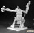Pathfinder Dorella Kreeg Ogre Shaman. An unpainted mini seen from behind of an ogre holding a staff, with an axe in their outreached arm. The axe has a skull embedded in the top.