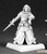 Pathfinder Damiel Iconic Alchemist. An unpainted mini of a man in a long coat holding a potion and a blade.