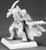 Pathfinder Half Orc Assassin miniature, 28mm white metal, unpainted, from Paizo's campaign setting by Pathfinder Miniatures, features a half-orc warrior wielding a sword and dagger on a plastic base, perfect for Dungeons & Dragons enthusiasts.
