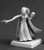 An image of the Runelord of Wrath, Alaznist, wearing a long flowing dress and billowing cloak, left hand holding up a hefty tome while the right hand reaches out a wand to cast a spell. (Front View)