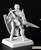 Pathfinder Irabeth Tirabade. An unpainted mini seen from behind of an orc woman in full plate armor holding a shield and sword.
