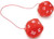 Vault Gaming Supplies: 20-Sided Dice Danglers show two red 20-sided dice with white numbers, connected by a thin red cord.