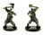 Pathfinder Battles Heroes & Monsters Half-Orc Barbarian miniature, medium base size, green and gray armor, wielding battle-axes, by Pathfinder, prepainted figures for tabletop gaming and fantasy role-playing games.