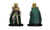 An image of a mummy decked out in gold with a rich green cape. (Front and Rear Views)