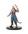 Pathfinder Battles' Medium-sized Half-Elf Enchanter mini-figure from the Rusty Dragon Inn expansion, crafted by Pathfinder, features purple coat with gold accents, blue pants, black boots, and wooden wand on a black base.