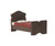 A Pathfinder Battles miniature bed featuring intricate carvings, in dark brown with red accents, measuring large in size, from the Pathfinder brand, showcasing a base with detailed carvings in Golarion's Rusty Dragon Inn style.
