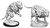 Two separate hell hounds, one with forepaws off the ground leaping into action, the other planted firmly with all feet on the ground snarling viciously. (Front View)