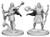 An image of the two versions of elf male sorcerer included in this pack. The left version he wears comfortable robes and stands tall with his chest confidently pushed forward, holding a wooden staff fashioned to look as if a snake is slithering up its length in his right hand and reaching outwards with his left hand to guide the flow of a spell coming from the ground and up the staff. The right version he wears more ornate robes more appropriate for combat or adventuring, bearing the same snake staff in his left hand while his right hand is held out with a more contained spell effect. (Front View)