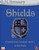 E.N. Armoury Shields PDF sourcebook featuring a metallic silver shield on a blue background, written by Adam Windsor for the D20 System, detailing fantasy shields and armour.