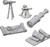 An image of the five contained types of item in this pack: Pile of Scrolls (1), Map with Compass and Tools (1), Sextant (1), Telescope on Tripod (1), and Spyglass (1). (Front View)